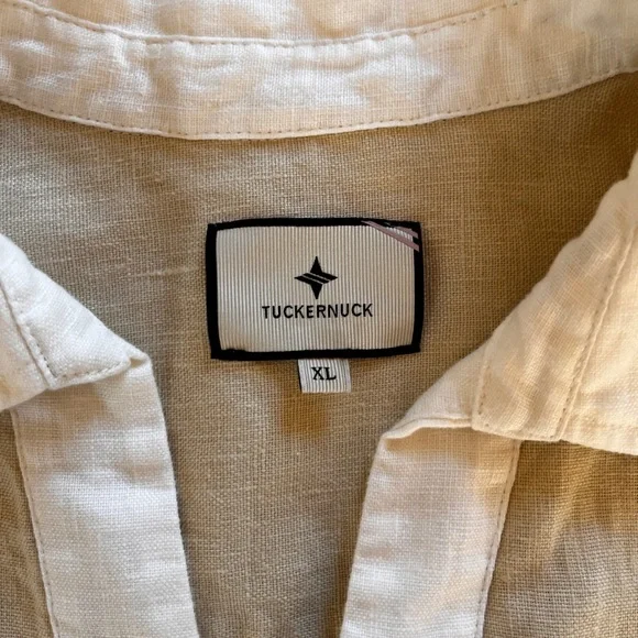 Tuckernuck 100% Linen mini collared dress in Natural Beige - Picture 5 of 10